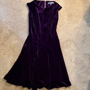 Danny & Nicole Deep Purple Velvet Midi Dress
